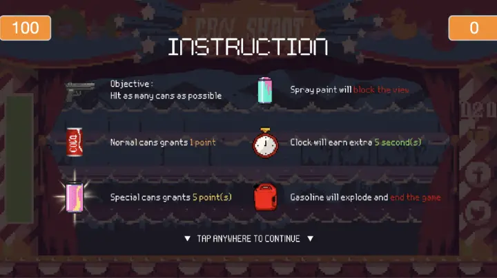 Can Shooting instructions screen