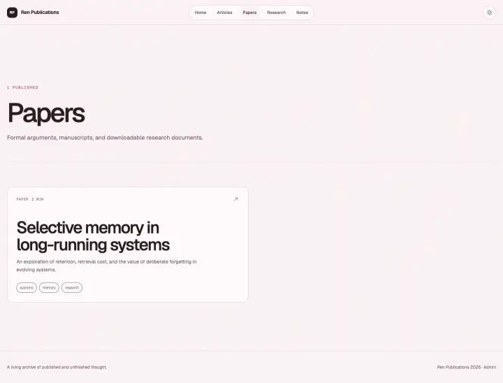 Paper archive in Ren Publications
